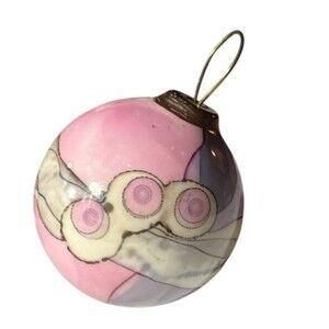 Frederick Frances Hand Painted Abstract Christmas Ornament 1984 Signed 3"